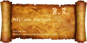 Mézes Karina névjegykártya